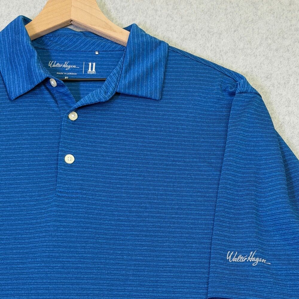 Walter Hagen 11 Majors Polo Shirt XL Blue Golf Performance Polyester